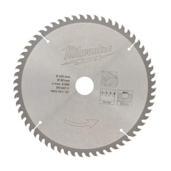 LAME SCIE CIRCULAIRE235X30X60Z (X1) MILWAUKEE ACCESSOIRES - 4932451727 1 LAME SCIE CIRCULAIRE235X30X60Z (X1) MILWAUKEE ACCESSOIRES - 4932451727