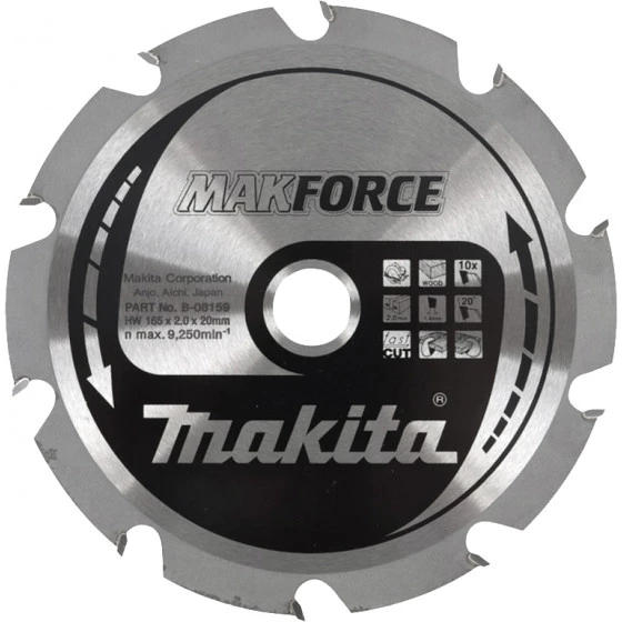 Lames Carbures ''MakForce'', Pour Bois, Pour Scies Circulaires 160/20/24 MAKITA - B08296 1 Lames Carbures ''MakForce'', Pour Bois, Pour Scies Circulaires 160/20/24 MAKITA - B08296